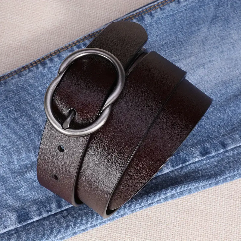 Plus Size Vintage Belt Double Ring Buckle Solid Color Belt - Temu