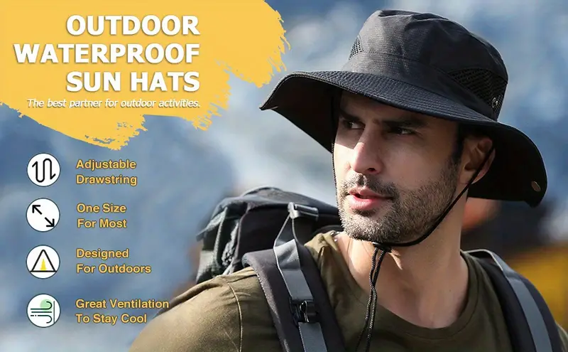Upf50+ Breathable Mesh Sun Hat Men Waterproof Bucket Hat - Temu