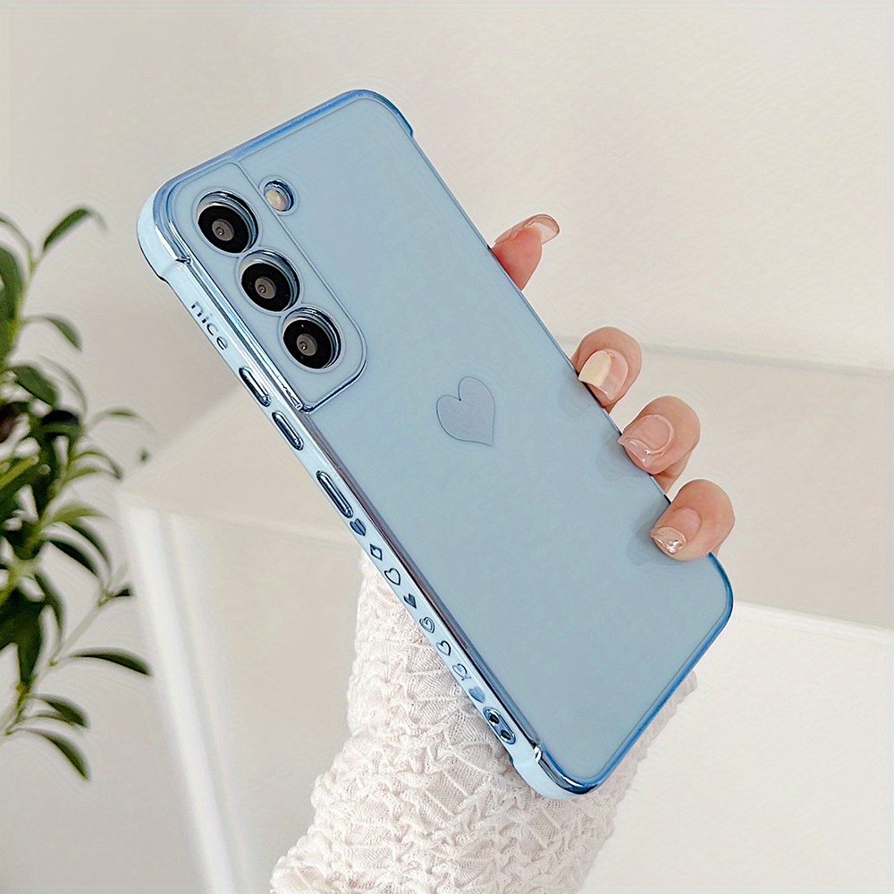 Soft Electroplated Love Heart Phone Case A14 - Temu