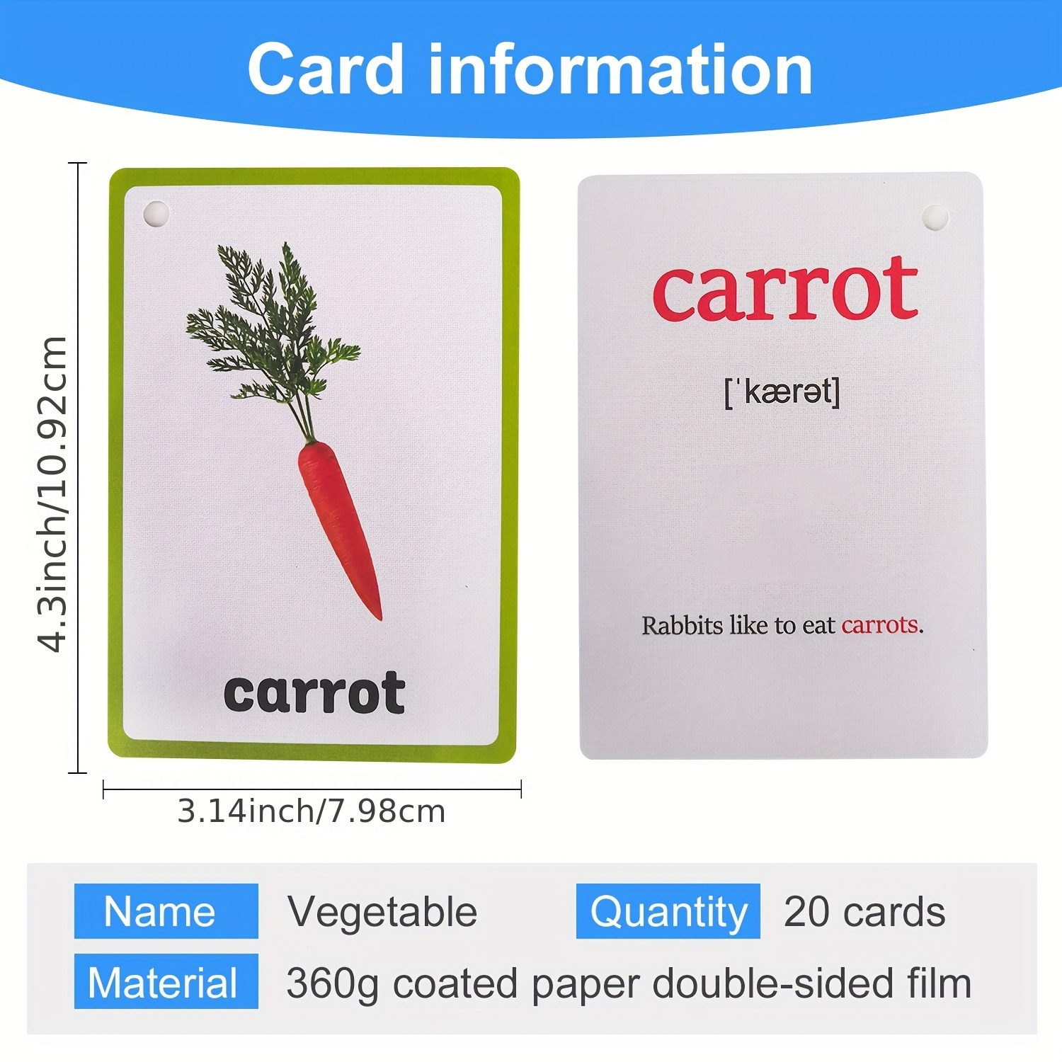 25 Cards 45 Words Fruits Vegetable English Flashcards Pocket - Temu