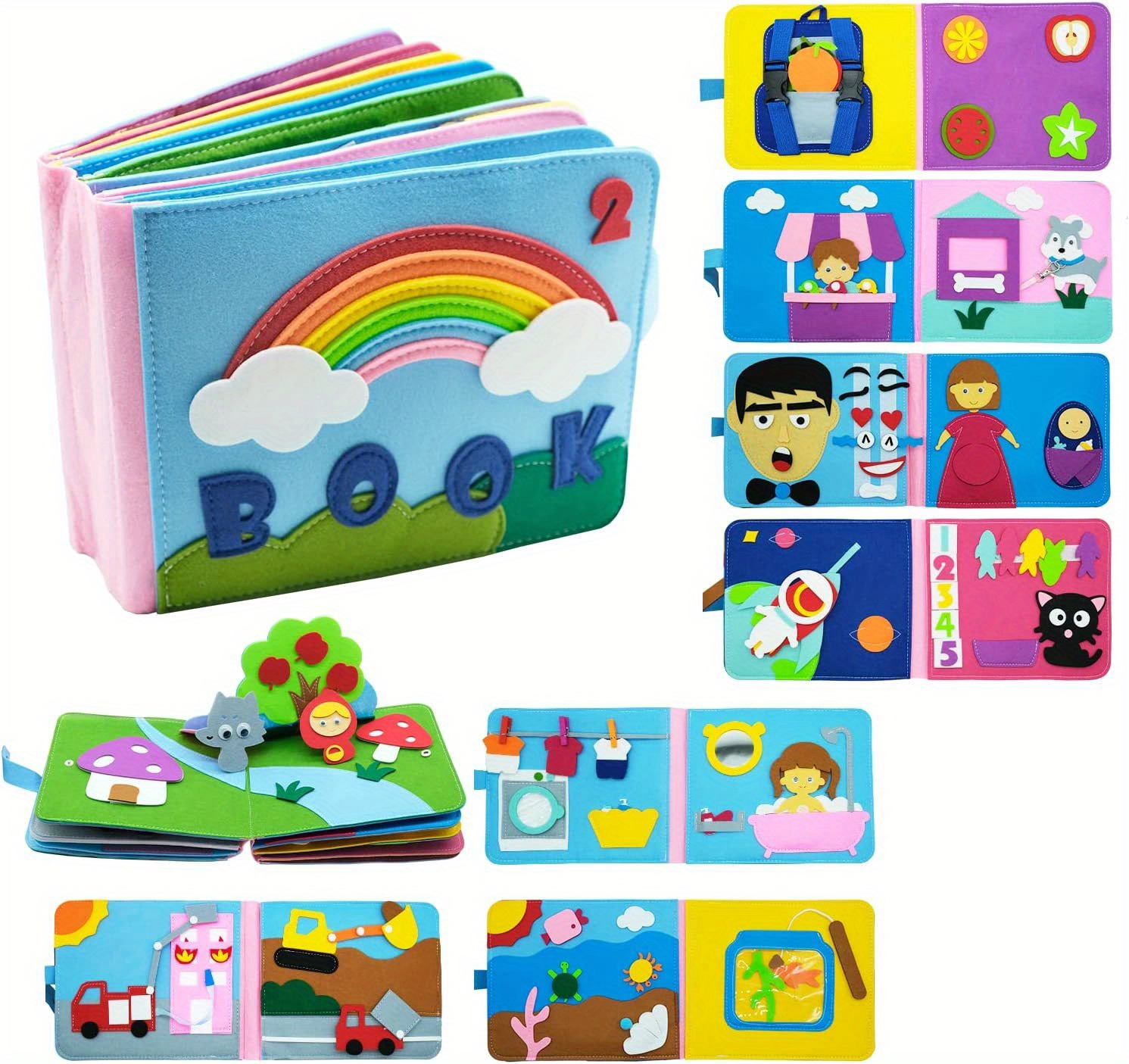 16 page Rainbow Busy Book For Pre schoolers: Montessori Toys - Temu