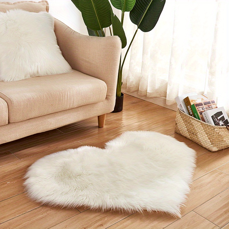 plush   shaped area mat soft   sheepskin machine washable stain resistant ideal for living room bedroom office decor details 2