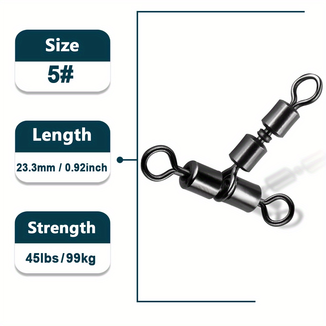 Fishing Rolling Swivel Alloy Brass Swivels Nickle Rolling Solid Rings  Triple Swivel Cross Line Fishing Connectors(Small)