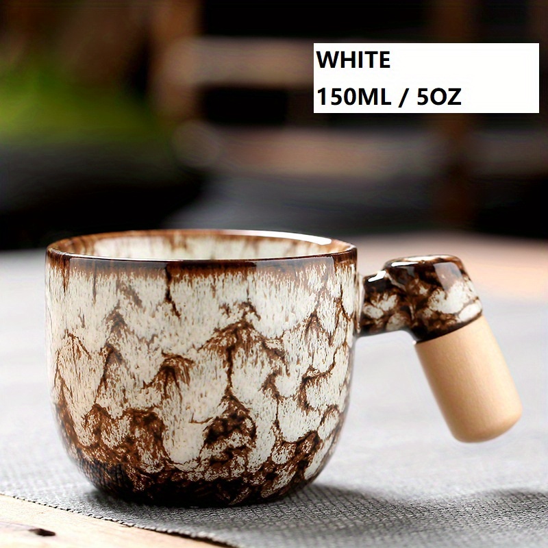 1pc, Tasse À Café En Porcelaine Avec Manche En Bois, Tasses À Café En  Céramique Émaillée De Qualité Supérieure, Petites Tasses À Eau De 150 Ml /  5 Oz, Verres D'été Et