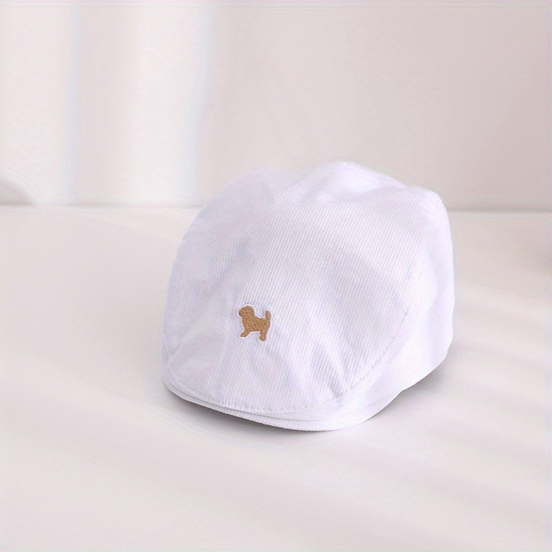 Image of Baby Spring/autumn Versatile Embroidered Puppy And Bunny Lightweight Snapback Cap With Toothpick Stripes, High-value Gift
