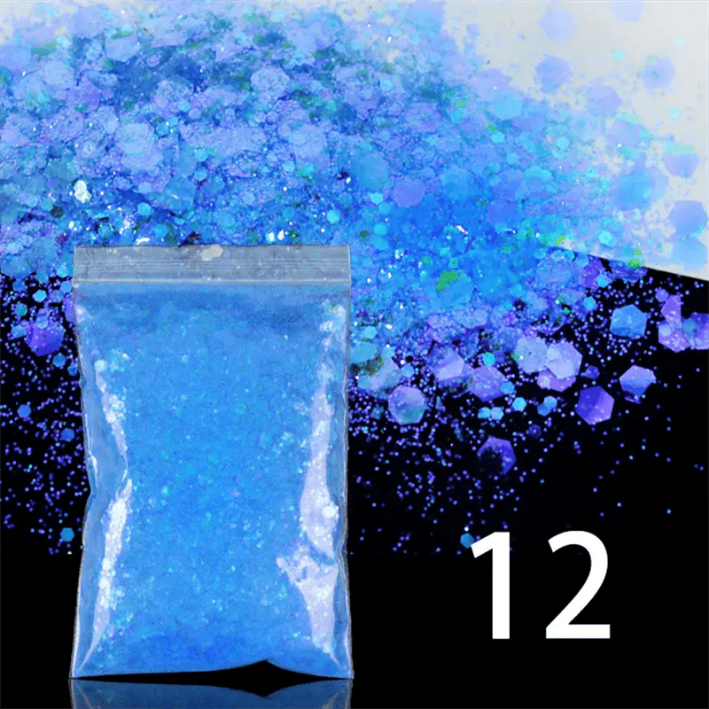 NODDWAY Holographic Chunky Glitter 12 Colors Total 180g, Chunky Glitter for  Resin, Cosmetic Craft Glitter for Epoxy Resin,Festival