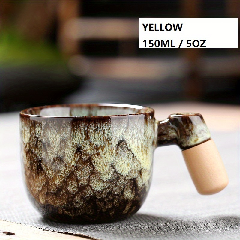 280ml Handmade Wooden Coffee Mug Tea Cup With Handle Wood Retro