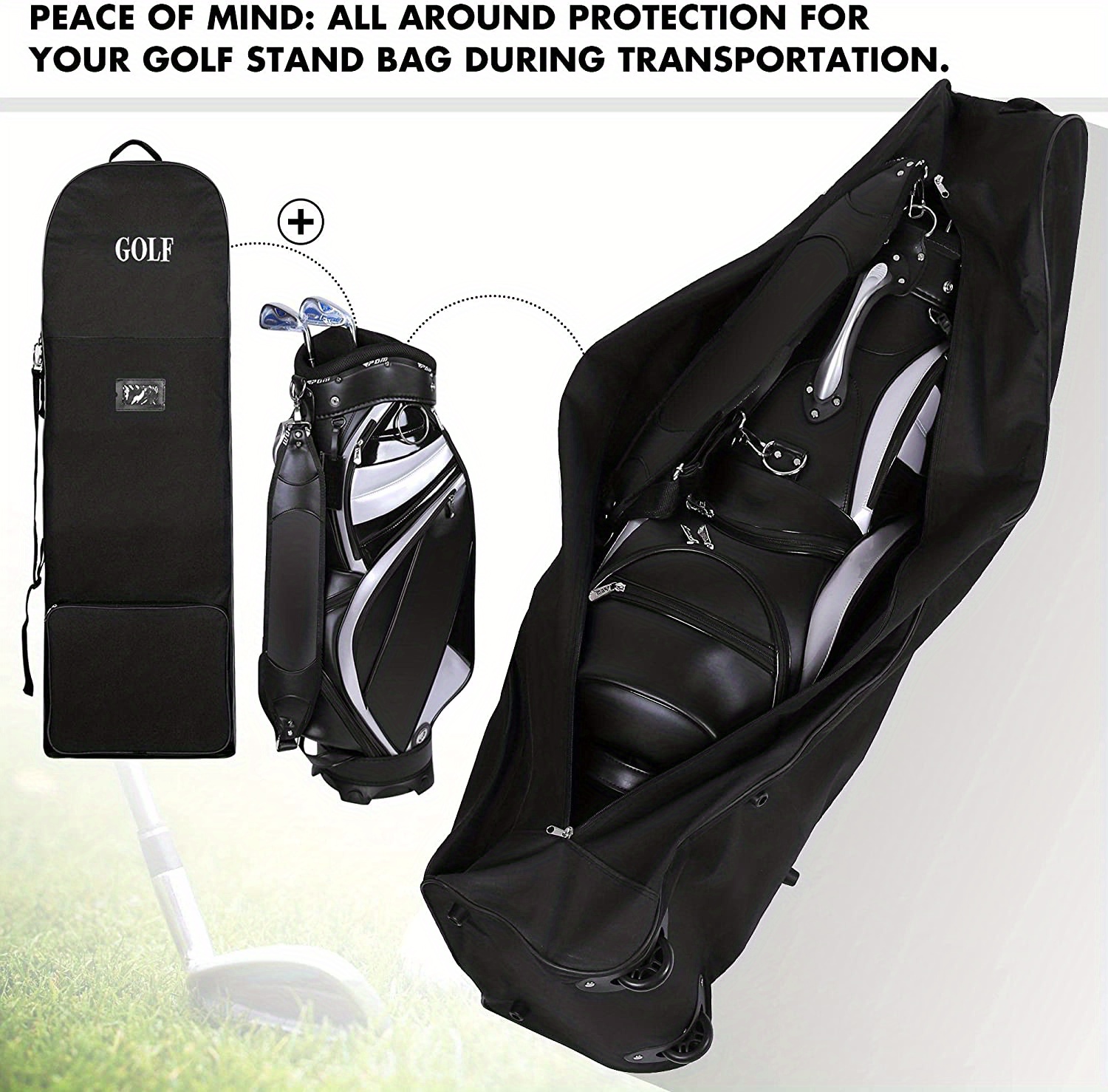 1pc foldable golf club bag with wheels and detachable shoulder straps perfect for airline travel and aviation golf trips details 1