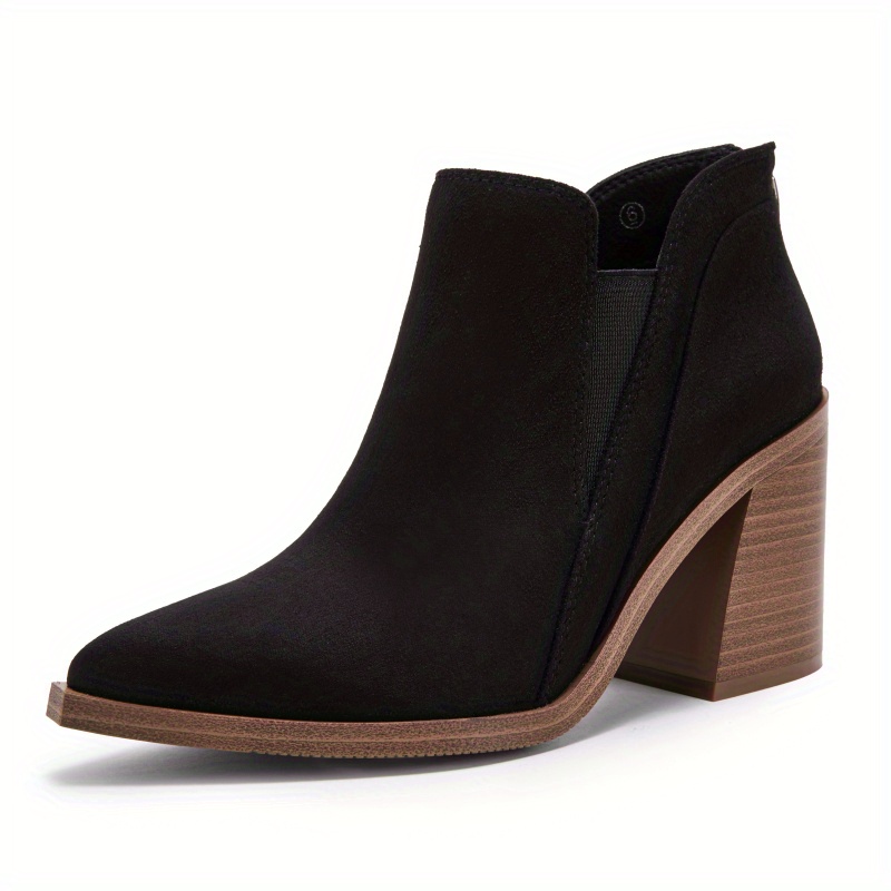 Damen Stiefeletten Wildleder - Blockabsatz Winter Stiefel Mit Reißverschluss