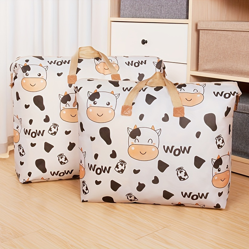 Cow Pattern Travel Luggage Bag Large Capacity Quilt Packing - Temu