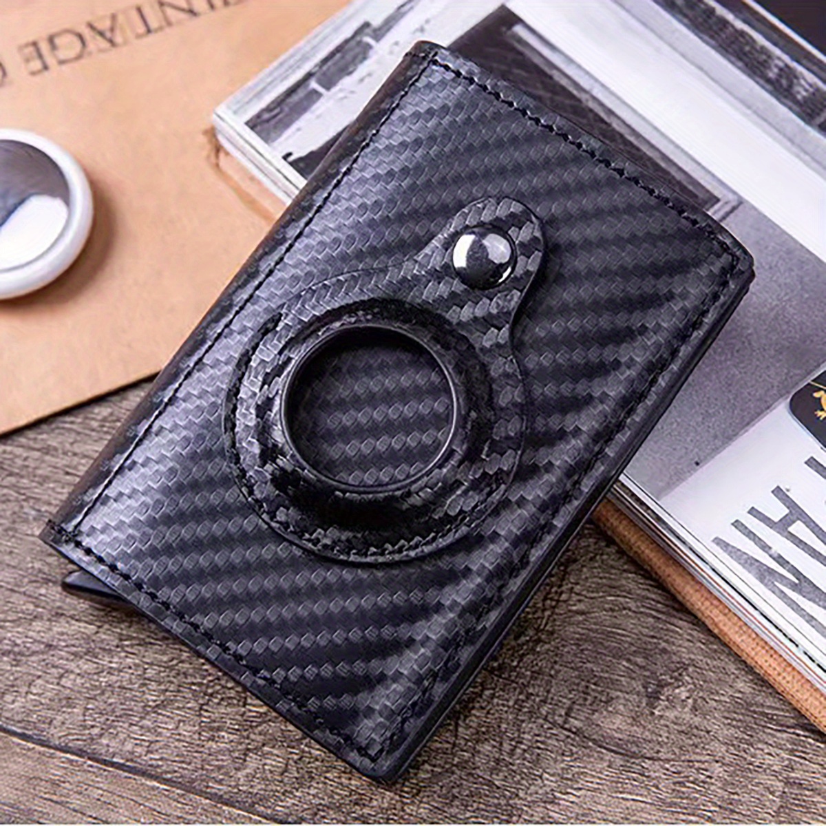 Men's RFID Blocking Card Holder With AirTag Holder Slim
