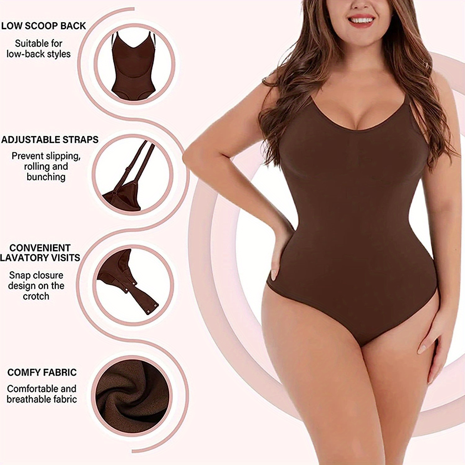 Simple Solid Shaping Bodysuit Tummy Control Slimmer Slip - Temu Canada