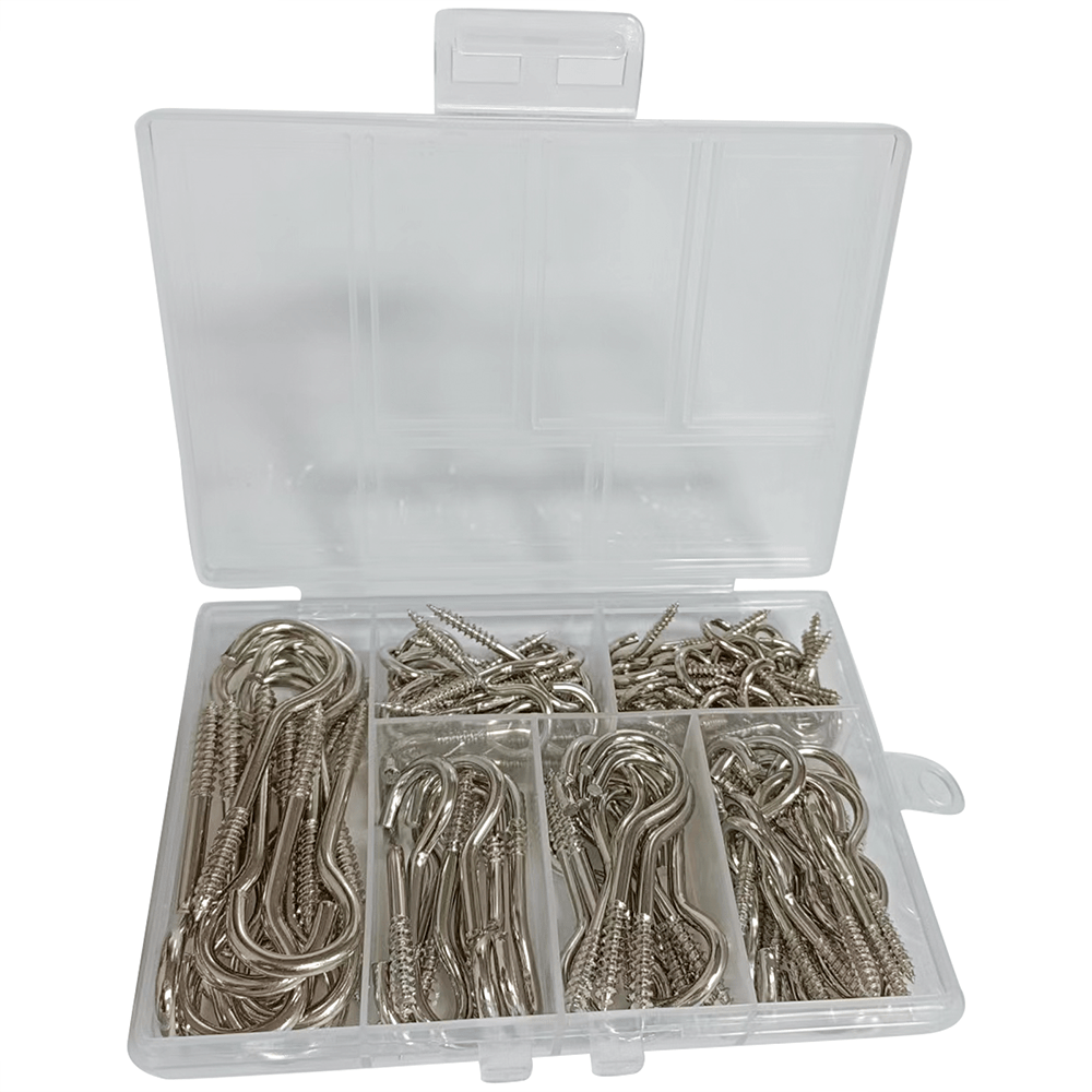 NINDEJIN 100Pcs Ceiling Hooks Kit, 5 Sizes Vinyl Coated Screw-in Wall  Hooks, Cup Hooks, Kitchen Hooks, Plant Hooks, White and Black Ceiling Hooks  for