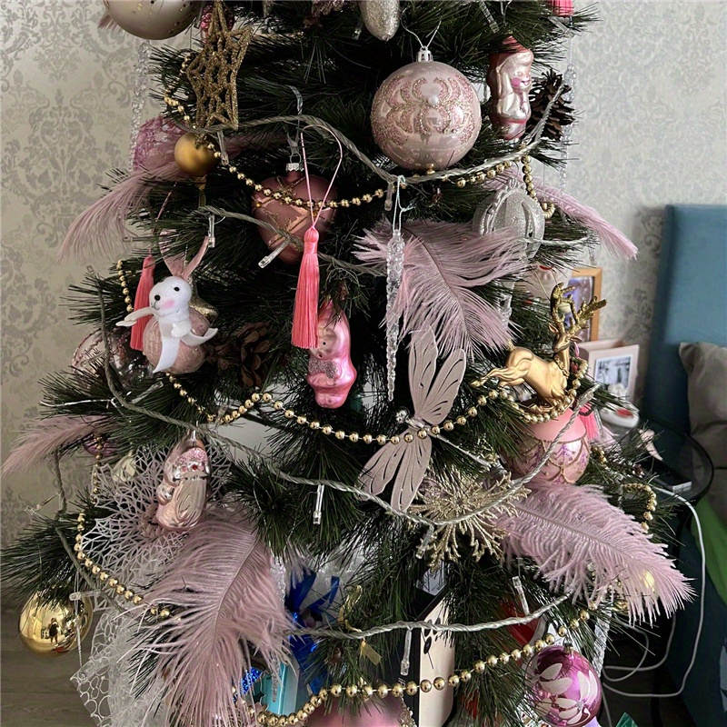 Boas de plumas color rojo rosa, disfraz de boa de plumas de avestruz de  6.56 pies, tiras de plumas naturales decorativas para árbol de Navidad,  boda
