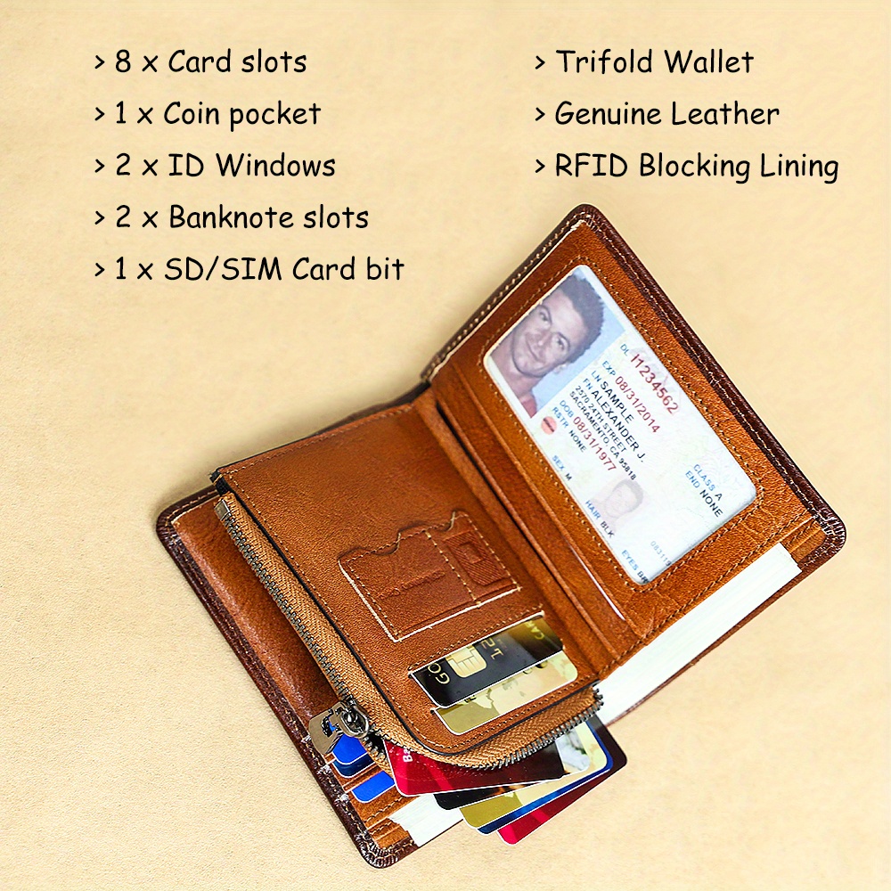 1pc Genuine Leather Wallet Clip With 2 Card Slots And Wallet Slots
