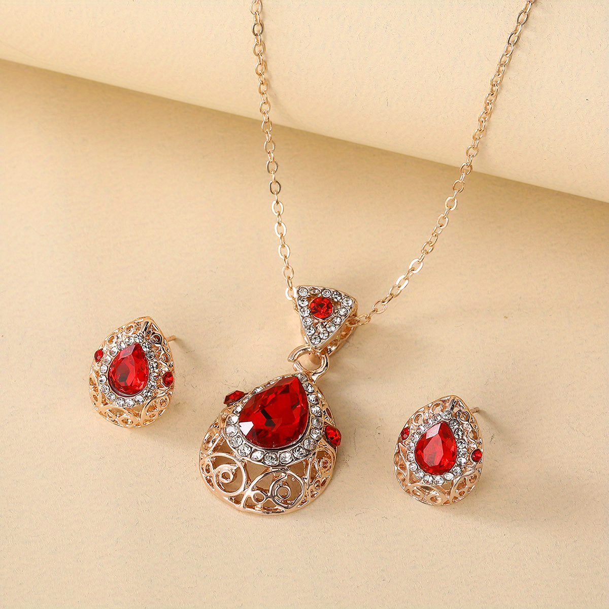 Floral Drop Ruby Necklace