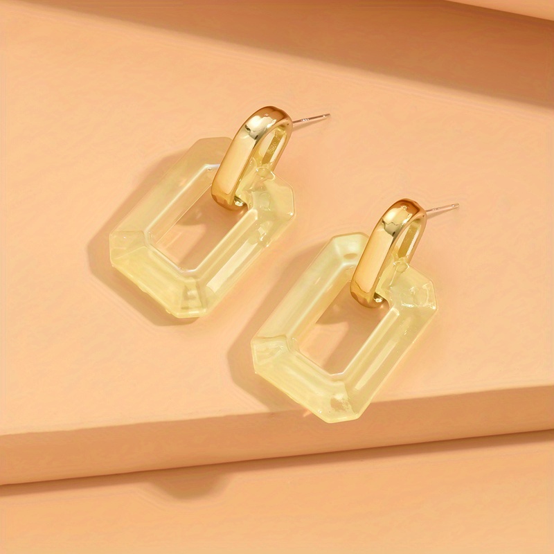 Acrylic Earrings Minimalist Style Studs with Golden Tone Hooks