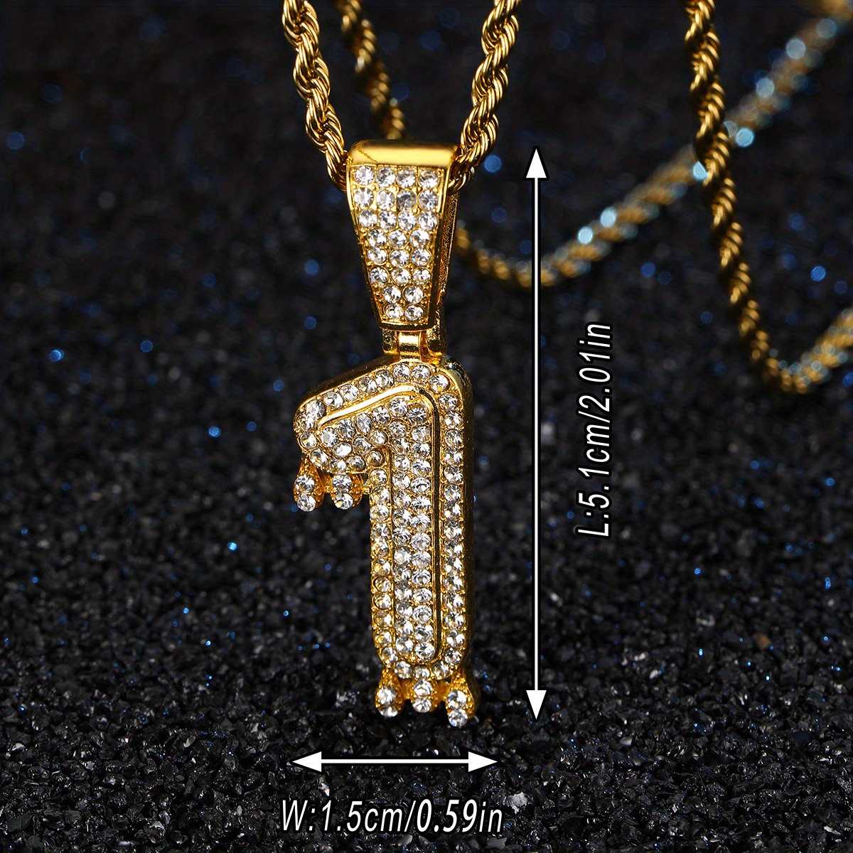 1pc Men's Hip Hop Rhinestone Number Pendant Necklace, Couple Necklace, Rapper Jewelry, Jewels Accessories,Chain Pendant,Temu