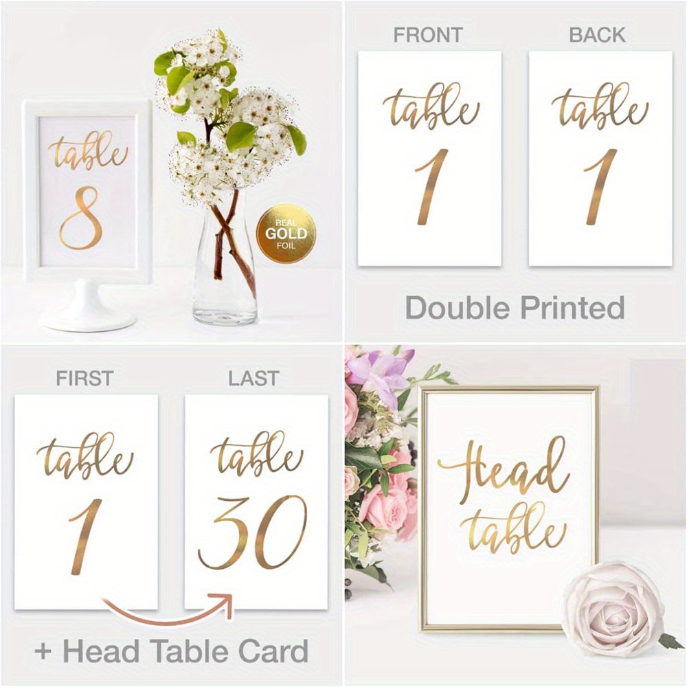 Golden Wedding Table Numbers Cards (1 30 + ) 4x6 - Temu