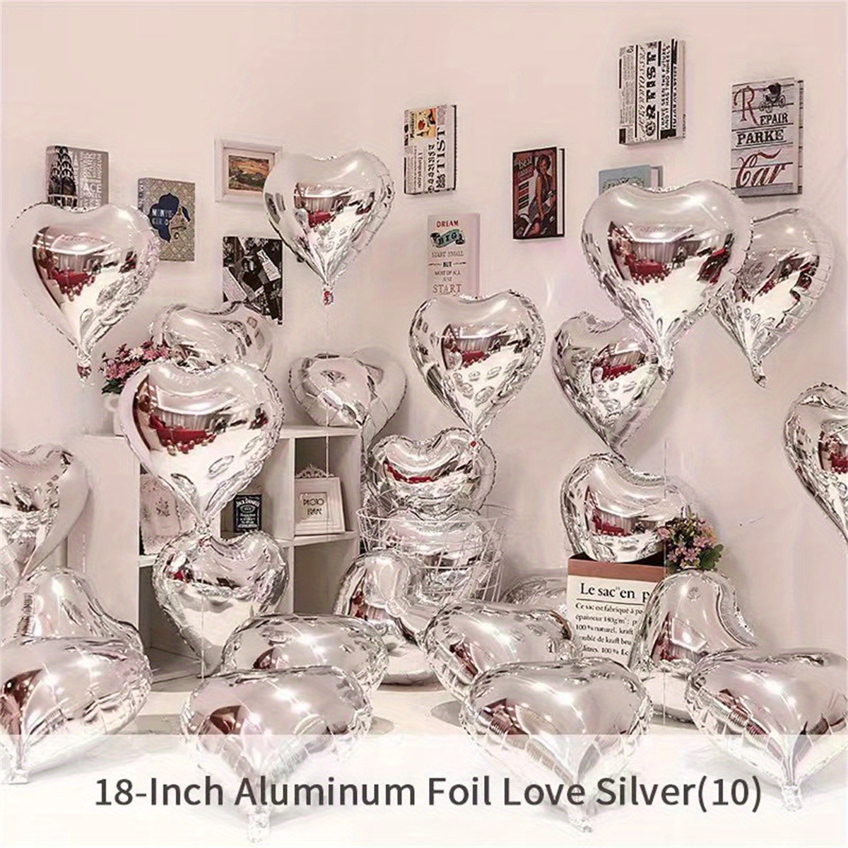 10pcs-18 Inch Aluminum Foil Heart Shaped Party Decoration For