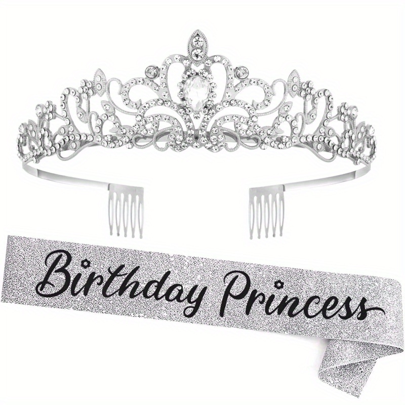 Conjunto Banda Cumpleaños Princesa Corona Diamantes - Temu