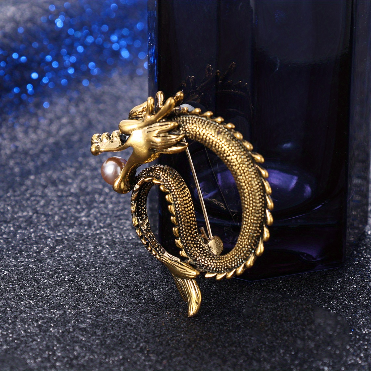 Dragon Imitation Pearl Brooch, Vintage Fashion Collar Pin Brooch
