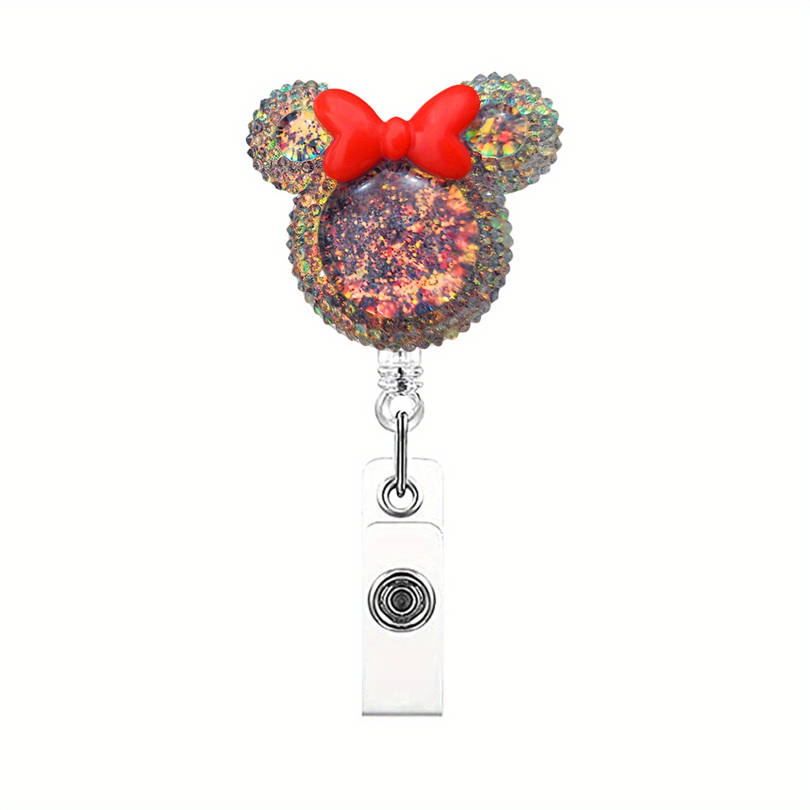 Crystal Bow Mouse Head Shape Retractable Id Badge Holder - Temu Canada