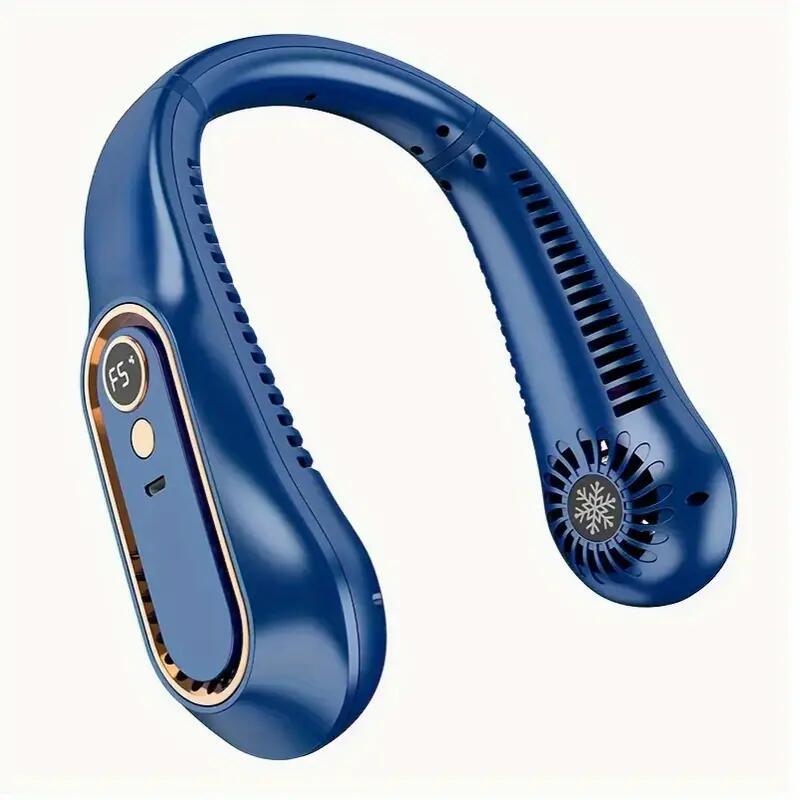 Ventilador de enfriamiento de cuello colgante Ventilador personal Enfriador  de aire recargable por USB Aire acondicionado Banda cuello de bajo Azul  Soledad Portátil