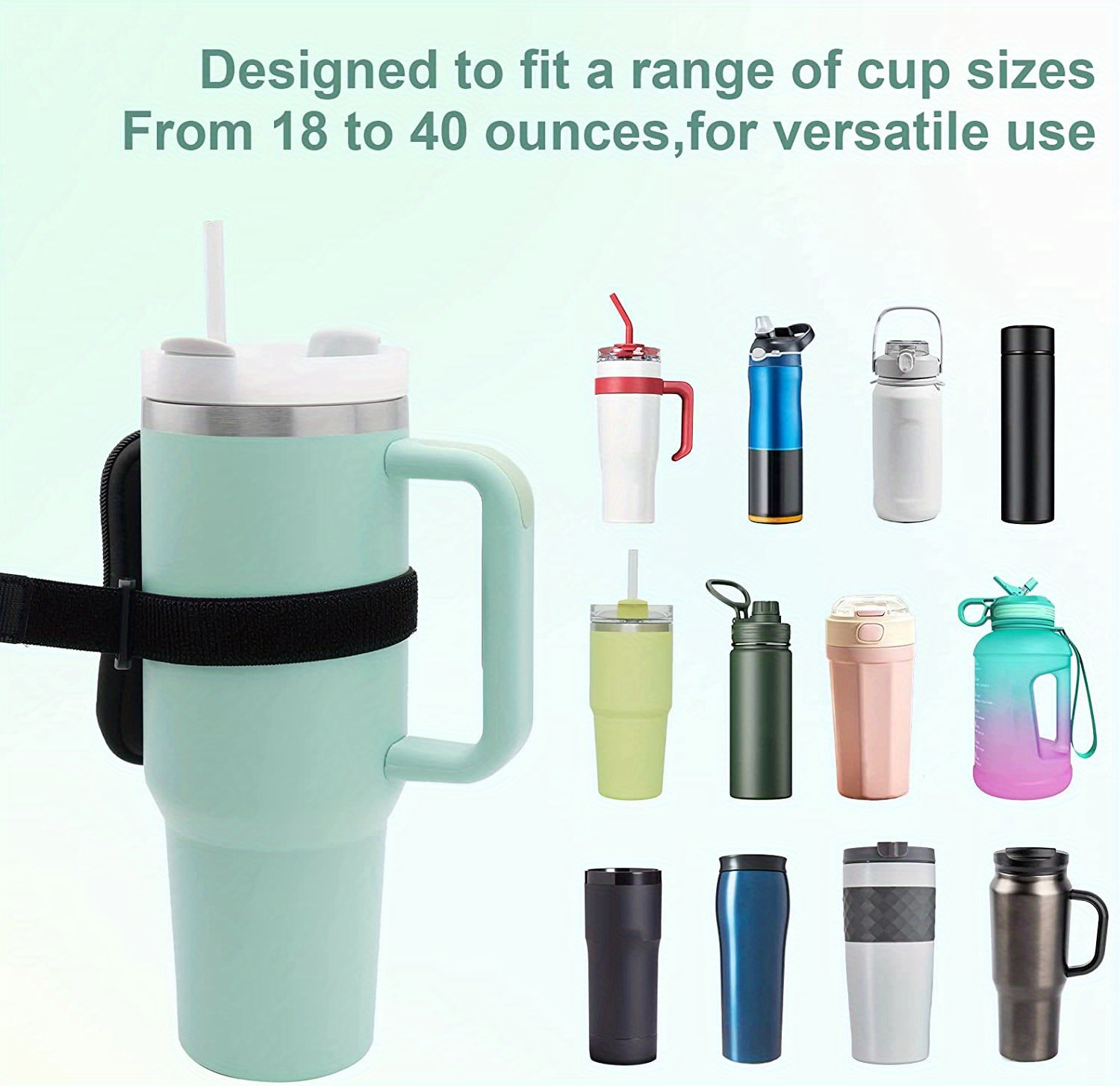Water Bottle Zipper Pouch with 7 Pcs Silicone Straw Cover Kits for Stanley  Quencher Adventure 40oz