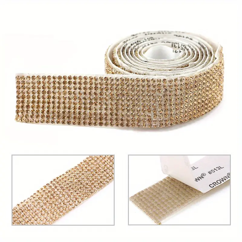 1roll Self-Adhesive Decorative Tape With Rhinestone Shimmer Ribbon Sticker Bling  Tape For DIY Crafts, Jewelry, Phone, Car Decoration