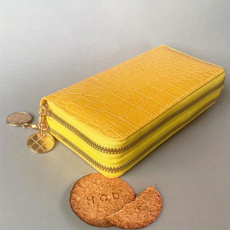 Leather 6 inch Zipper Pouch, Wallet, Coin Purse in Yellow