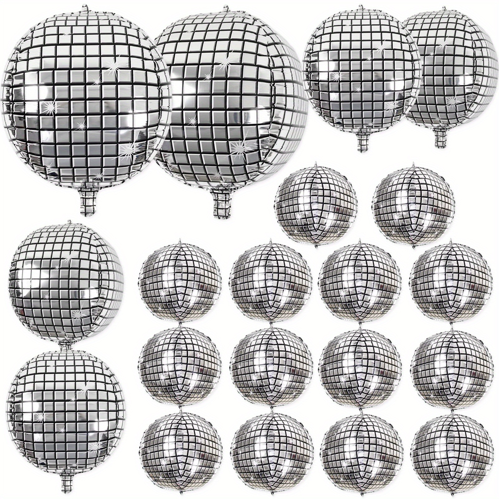 4d Large Disco Ball Balloons Metallic Silvery Balloons For - Temu