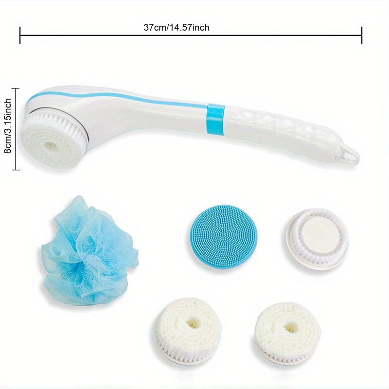 Alltope - Cepillo eléctrico para el cuerpo, cepillo de ducha recargable con  mango largo y 3 cabezales de limpieza, 2 velocidades, cepillo de baño