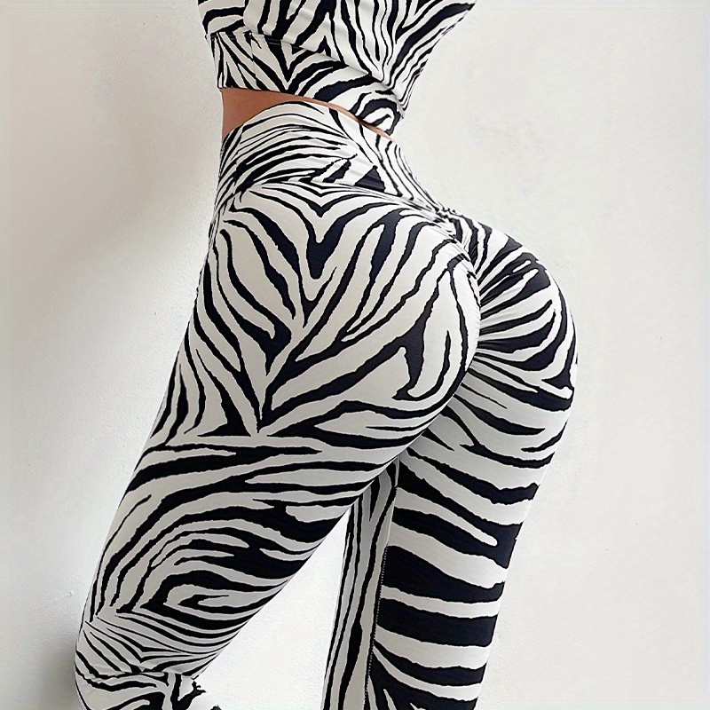 Shape Your Figure with Zebra-Patterned High-Waisted Butt-Lifting Leggings -  Women's Activewear