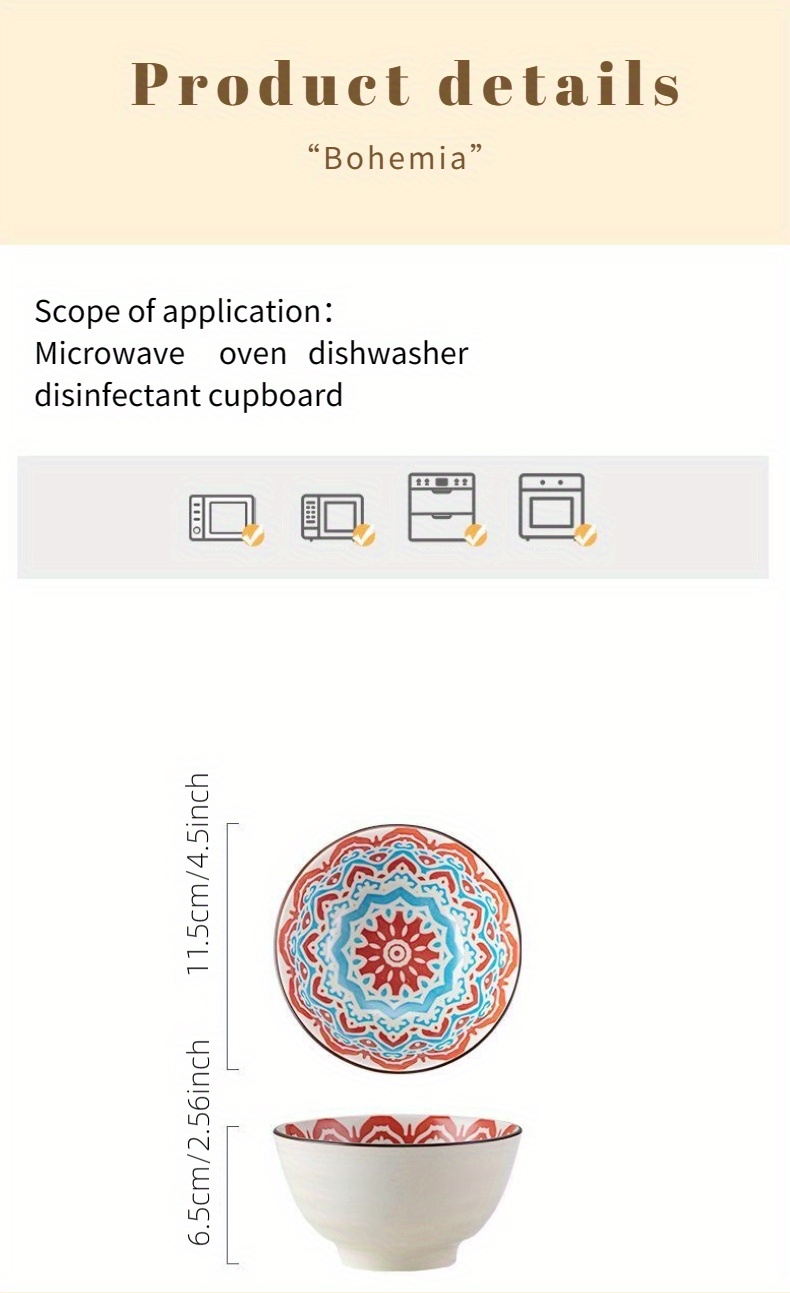 Small Bowl Ceramic Bowl Ceramic Rice Bowl Set Floral Pattern Temu