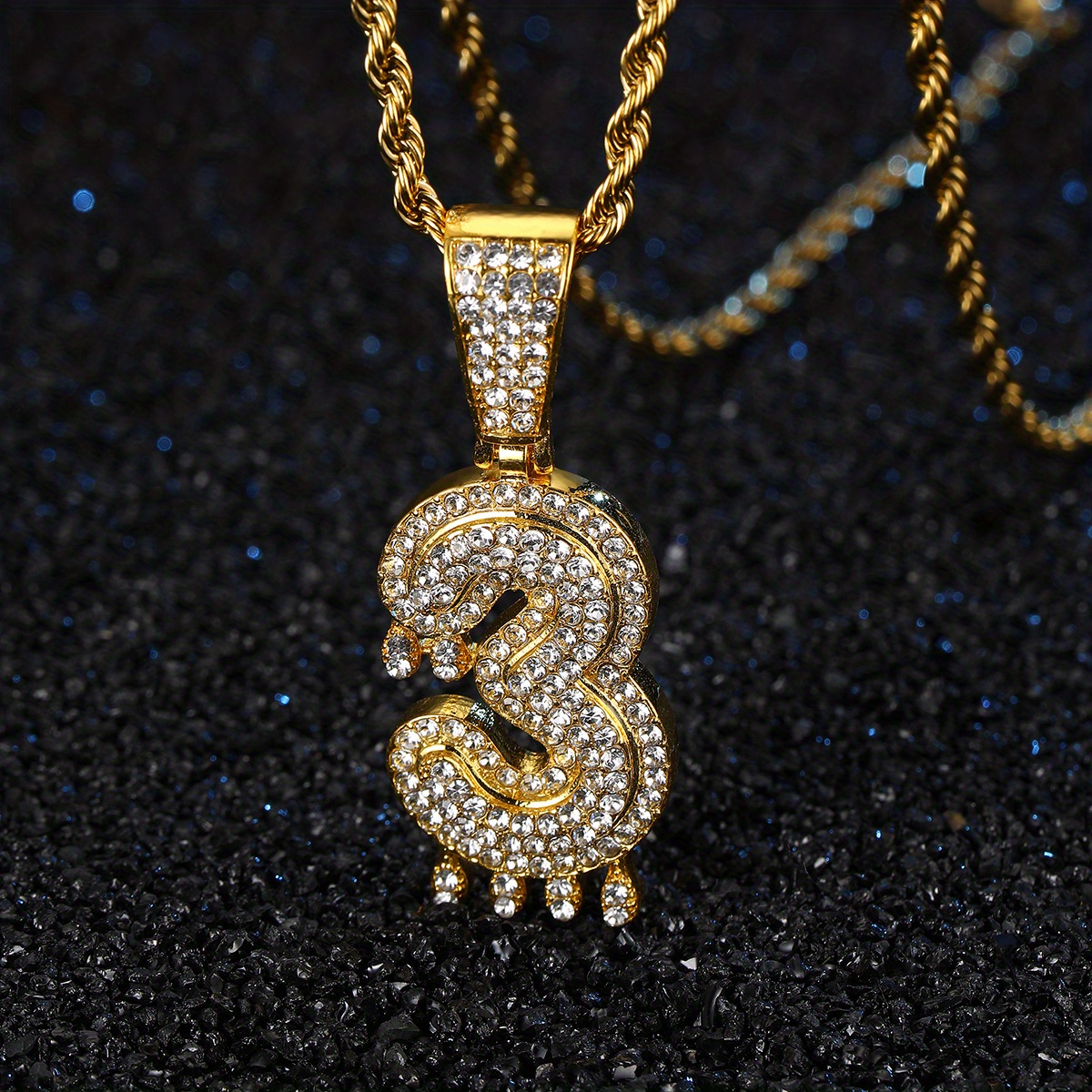 1pc Men's Hip Hop Rhinestone Number Pendant Necklace, Couple Necklace, Rapper Jewelry, Jewels Accessories,Chain Pendant,Temu