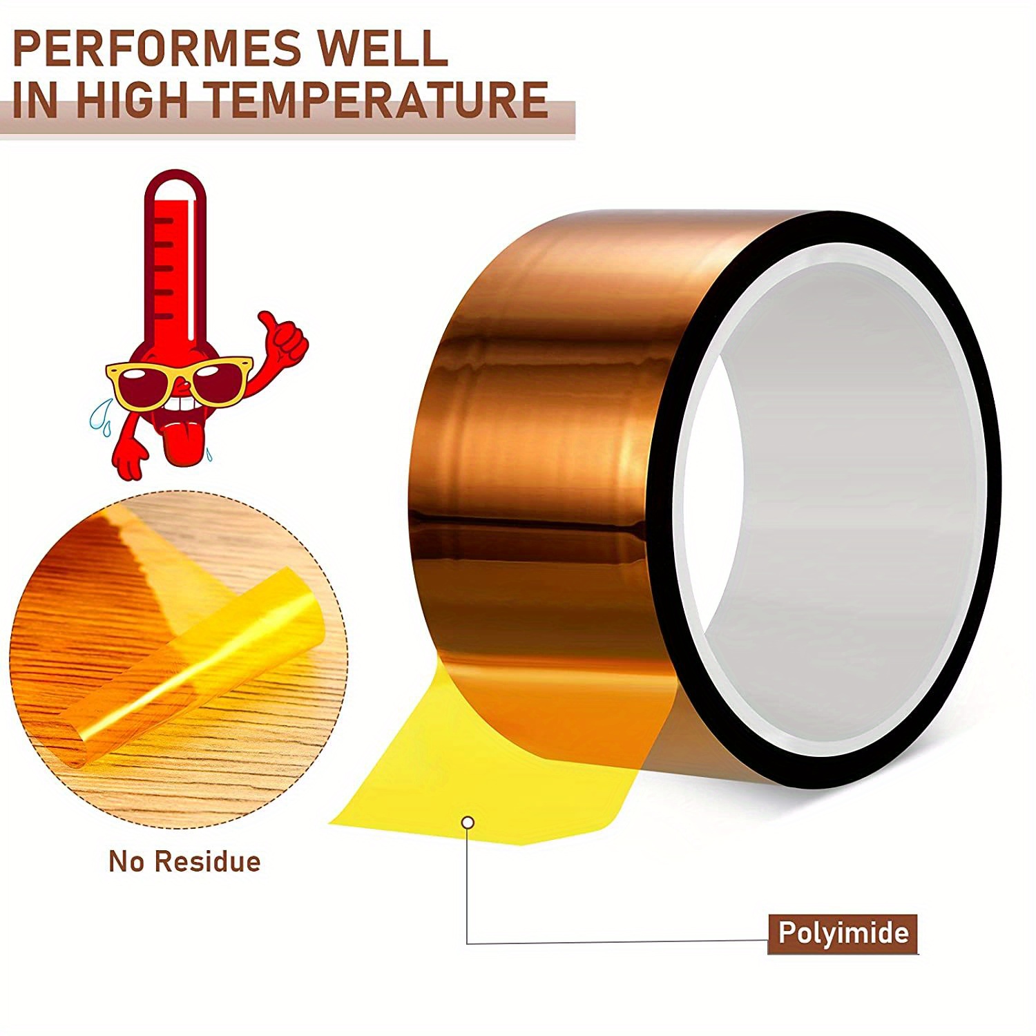 HE Multy-Size 3D Sublimation Kapton Tape Heat Resistance Tape for Heat  Press Transfer Printing High Temperature Polyimide Film Adhesive Tape (12mm  X