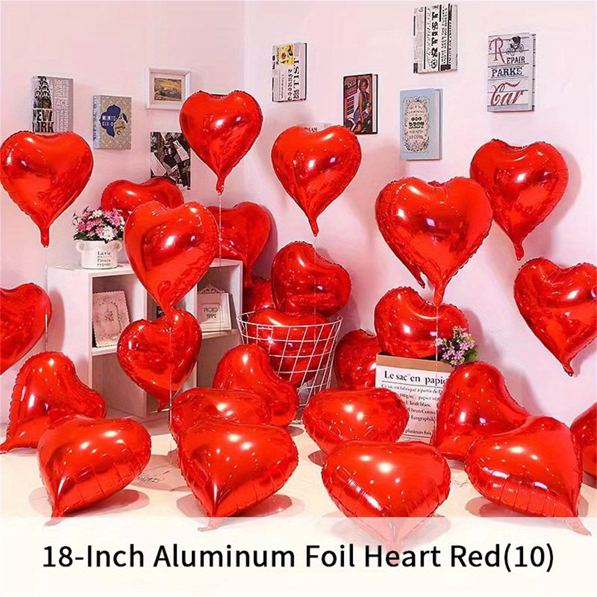  Golray 24 globos de papel de aluminio de corazón de 18  pulgadas, globos de Mylar coloridos rojos para decoraciones del día de San  Valentín, globos de fondo de pared, propuesta de