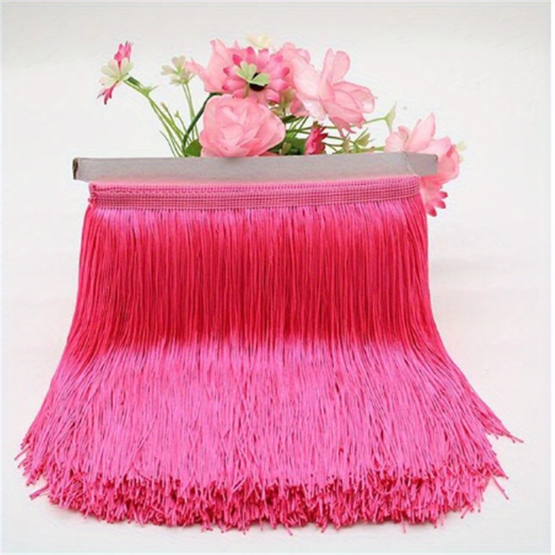  Lauthen.S 9.8 Yards Sequins Fringe Trim, 6 Inch Sequin Tassels  Sewing Trim for DIY Craft Latin Dress Clothing Embellishment Hot Pink