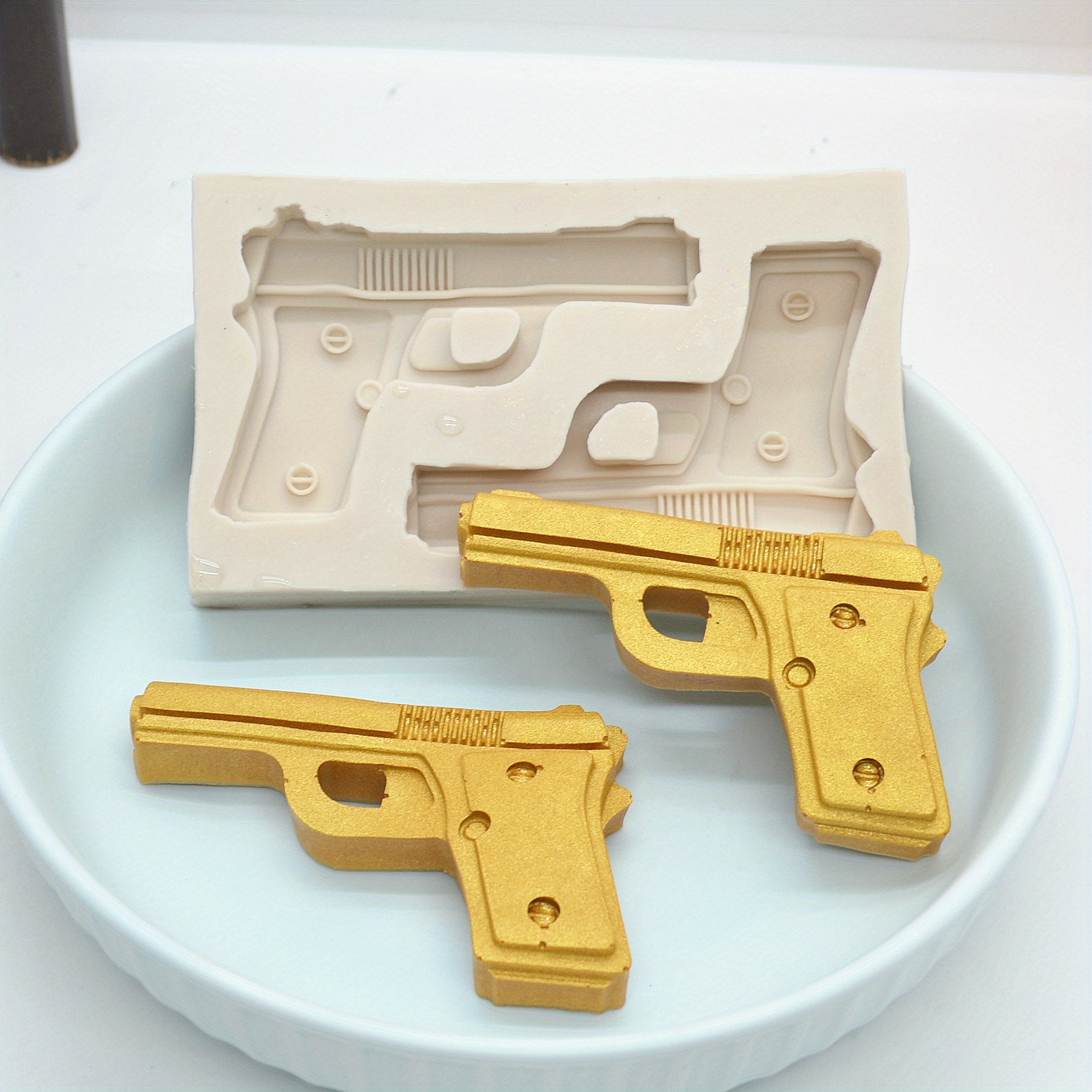 1pc gun bullet chocolate mold 3d silicone mold pistol ak rifle candy mold fondant mold baking tools kitchen gadgets kitchen accessories details 2