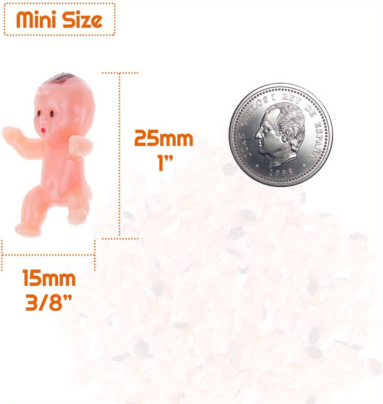 50 Pieces Mini Plastic Babies Baby Figurines Mini Babies Tiny Babies  Plastic Mini Dolls Little King Cake Babies for Ice Cube Babies Party Favors