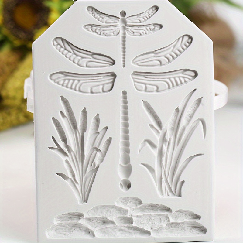 1pc, Dragonfly Grass Chocolate Mold, 3d Silicone Mold, Candy Mold, Fondant Mold, Baking Tools, Kitchen Gadgets, Kitchen Accessories