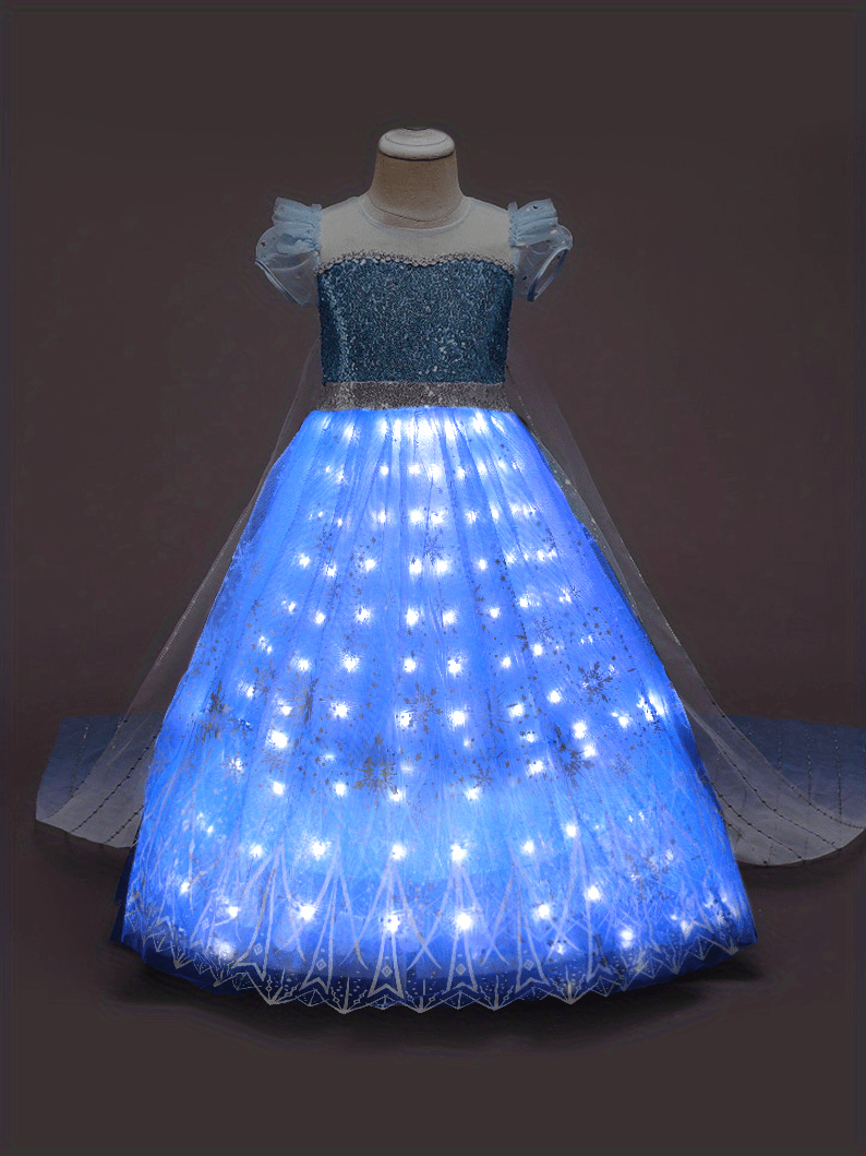 Robe de princesse LED pour fille robe en tulle à manches - Temu