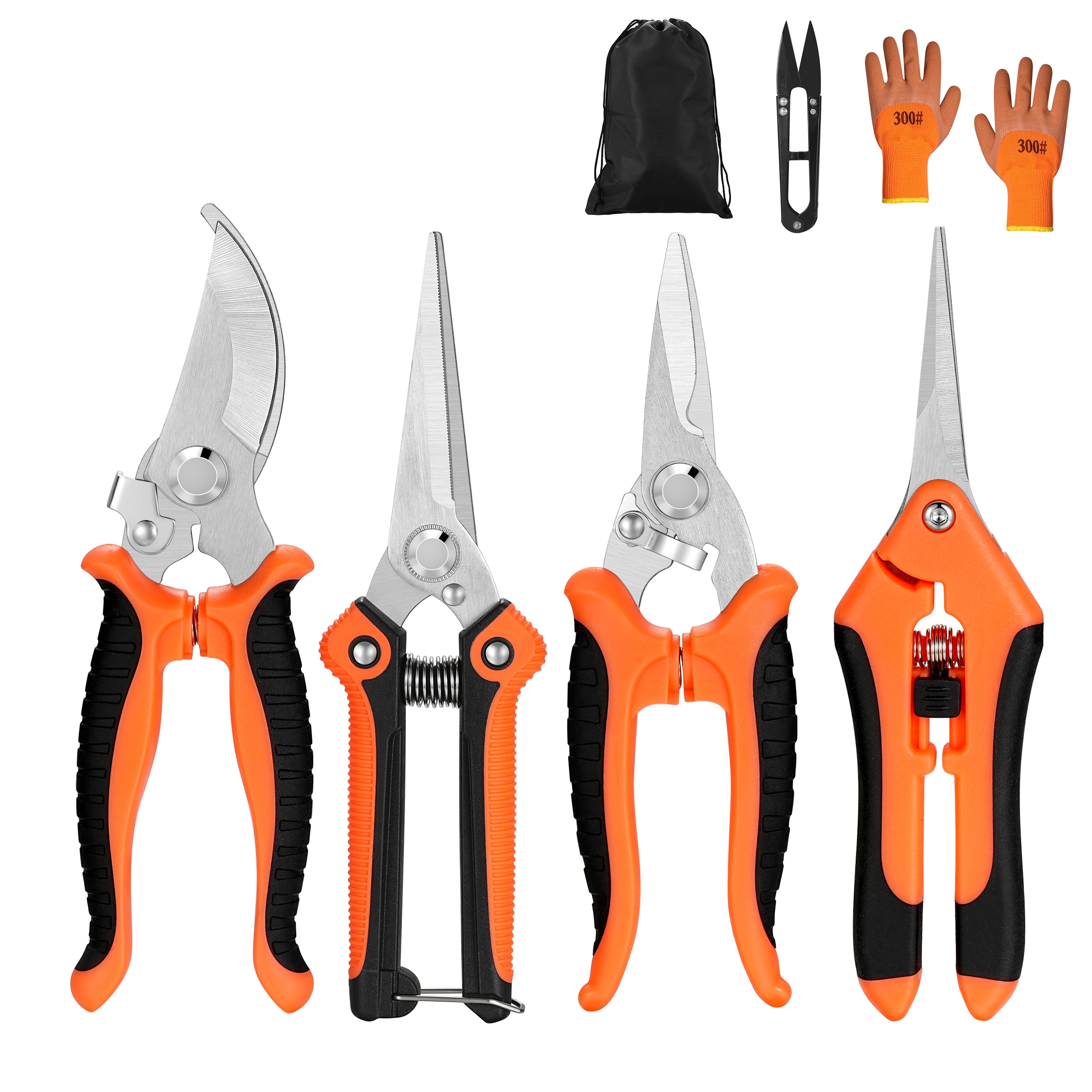 Pruner and Saw Garden Tool Set with Steel Blades and Non-Slip