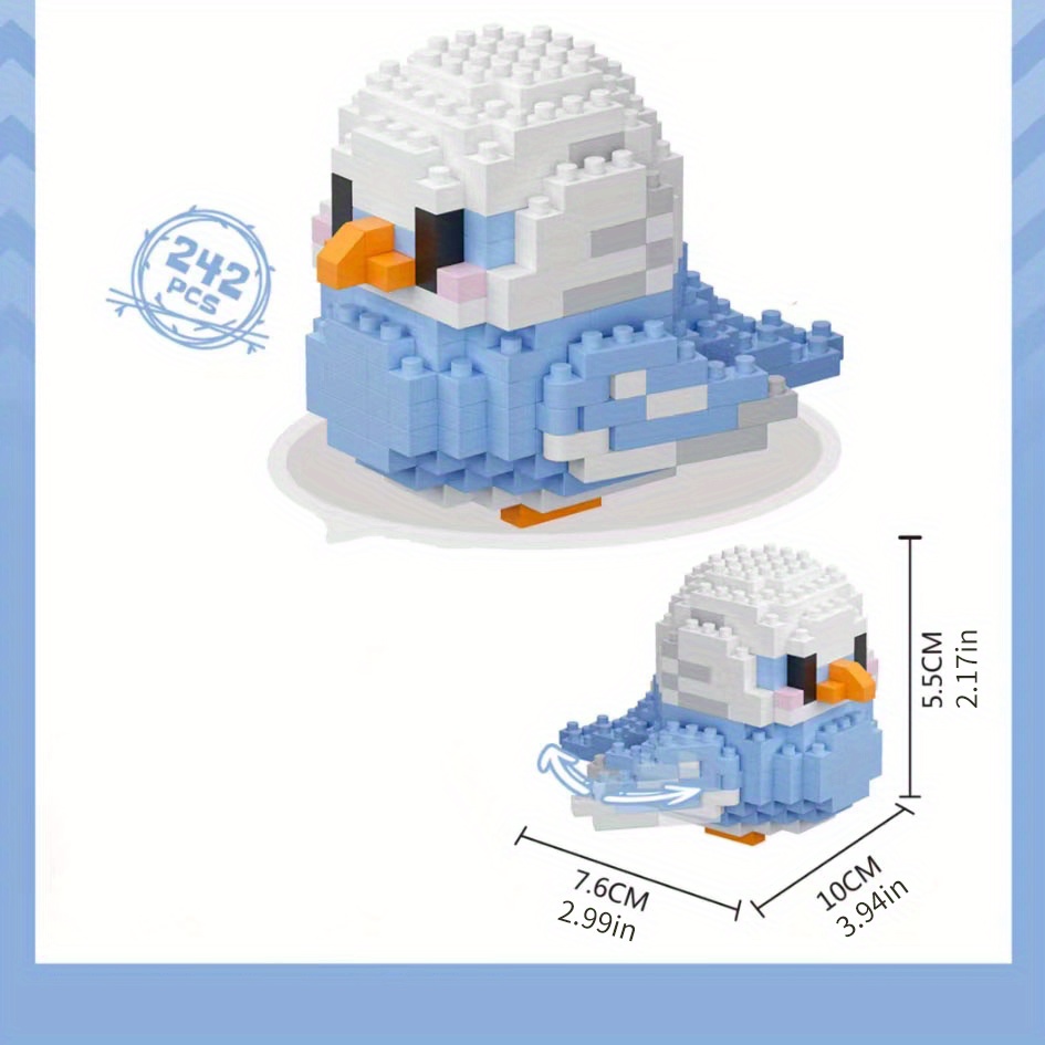 Oiseau avec des jouets assemblés par Lego de bloc de construction en  particules de diamant de modèle de facture long