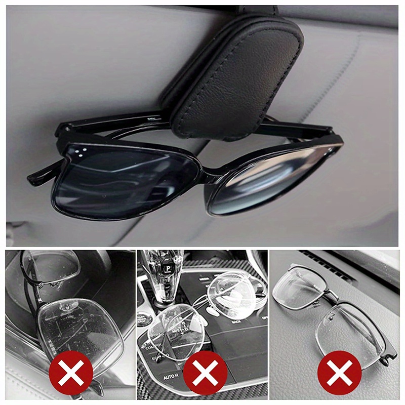 Soporte magnético para gafas de sol para un parasol de coche, soporte de  cuero para gafas de coche, accesorios para visera solar, soporte para gafas,  caja de almacenamiento (beige) JM