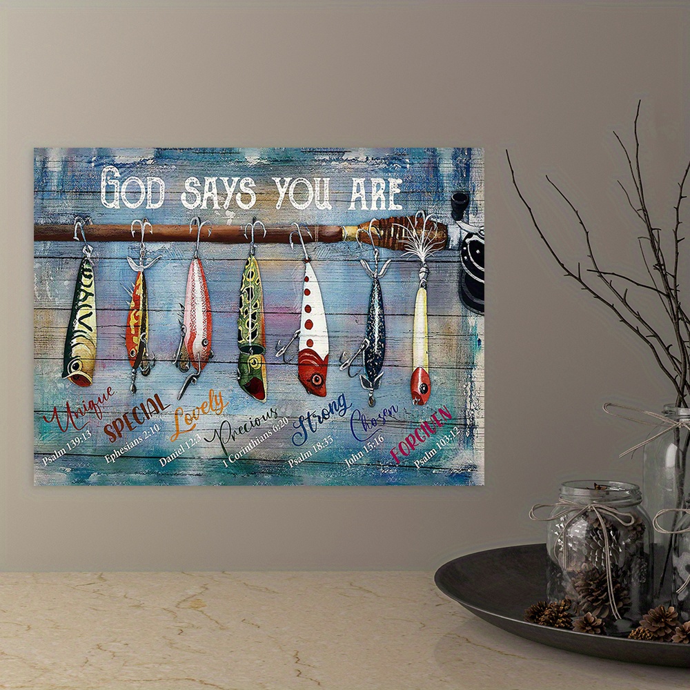 Nautical Wall Art Inspirational Scripture Fish Pictures Fishing Wall Decor  Motivational God Says You Are Picture Canvas Painting Prints Framed Artwork