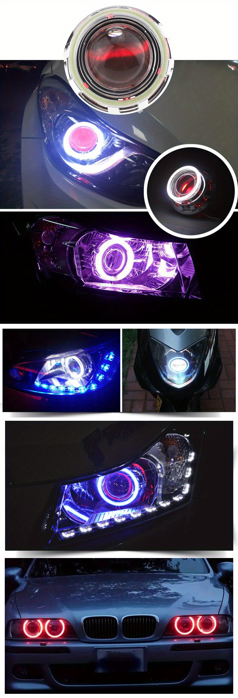 Car Motorcycle Angel Eyes Led Car Halo Ring Lights Led Angel - Temu