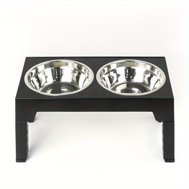 Pet Non-Slip Dog Bowl Stainless Steel Double Bowl with Stand Lift Table  Adjustable Height Removable Pet Supplies Dog Accessories