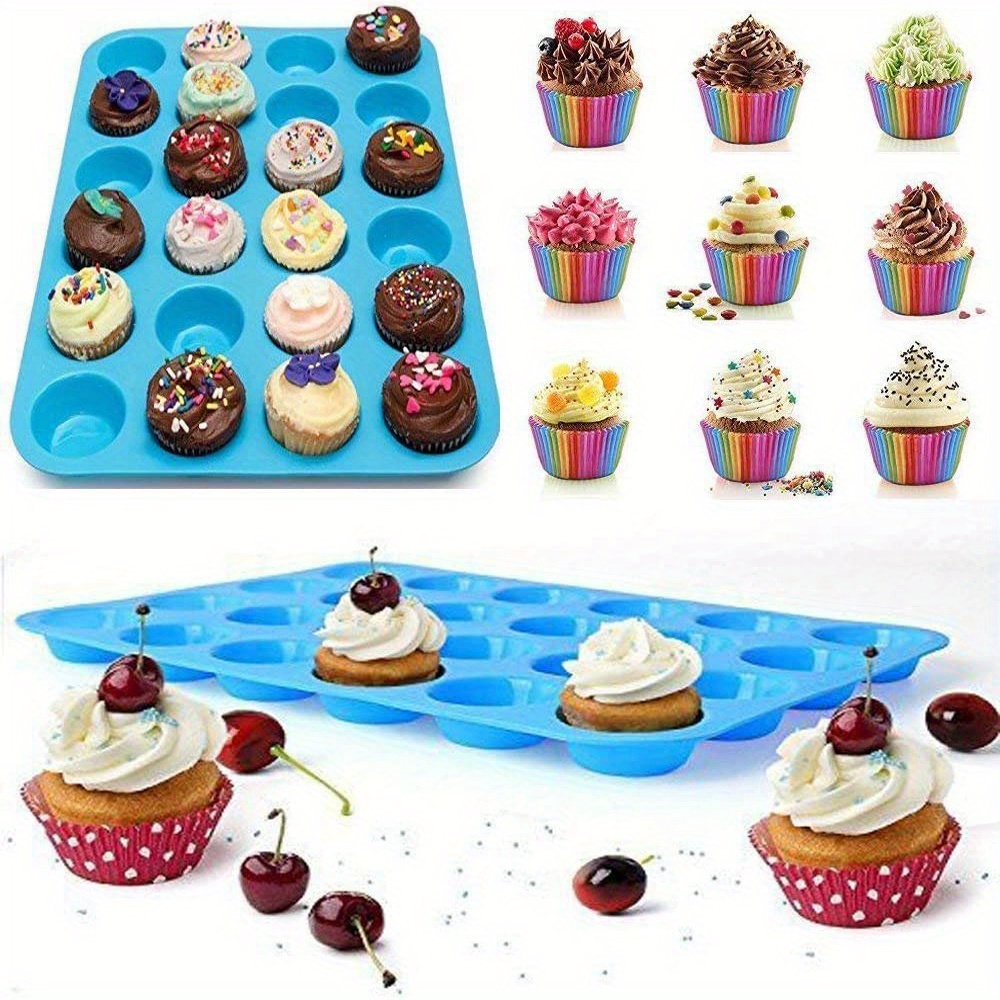 Nonstick Silicone Muffin Cupcake Pan Set 24 Cavities Bpa Temu Canada